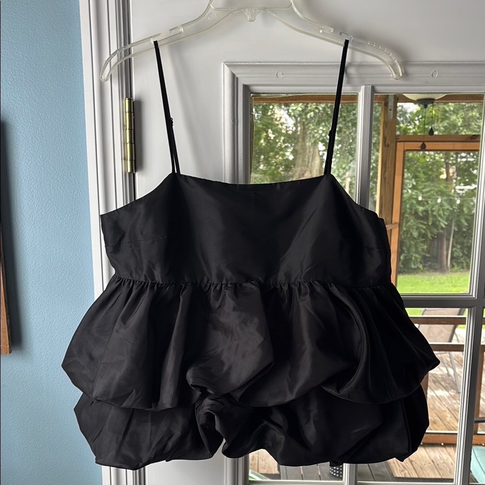 A New Day Elegant Black Ruffle Camisole